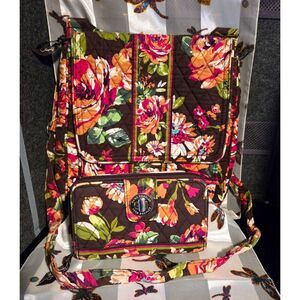 Vera Bradley Messenger Bag & Matching Wallet - EUC
